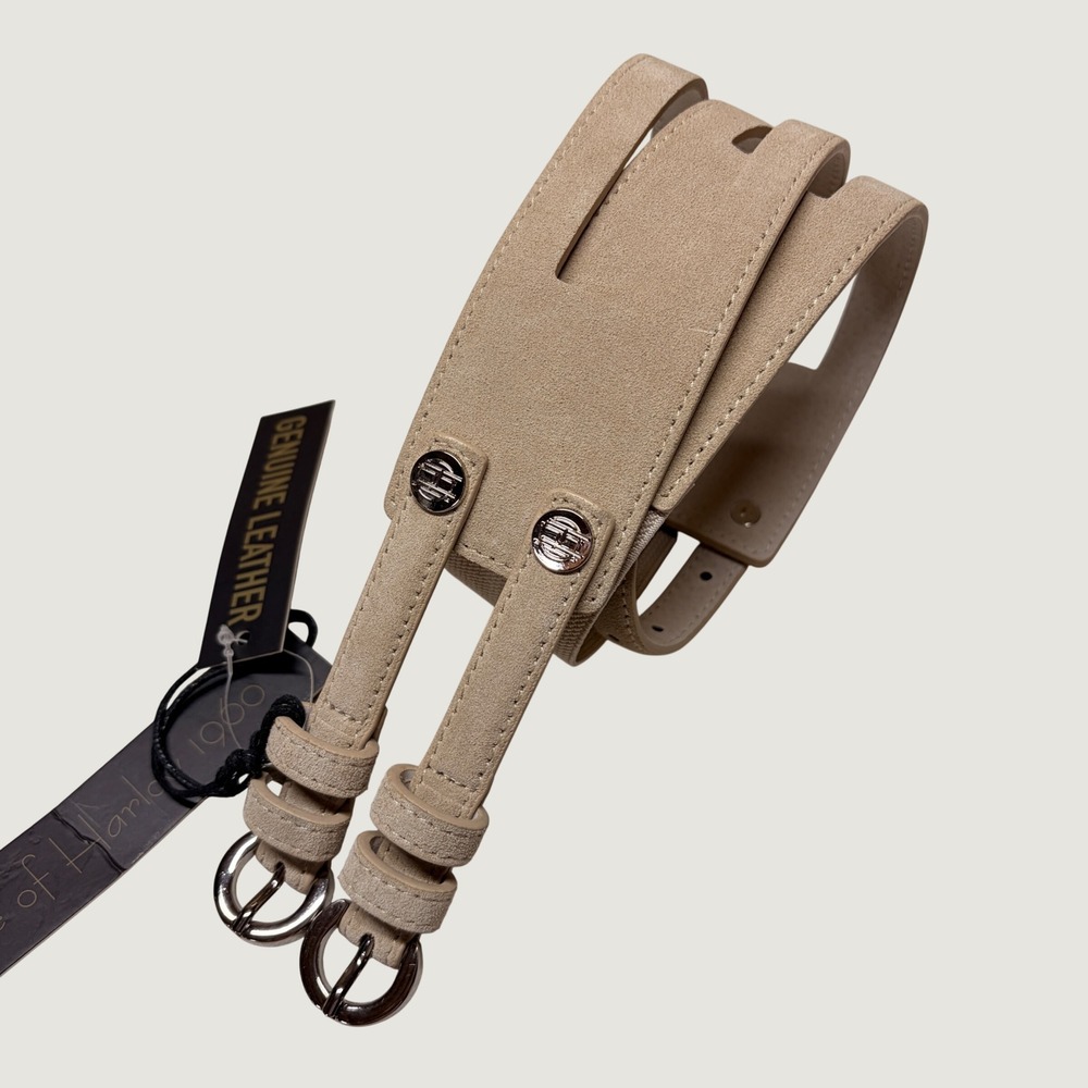 House of Harlow Suede Leather Stretch Belt Wide Tan Taupe Cinch Waist Boho Chic